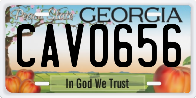GA license plate CAV0656