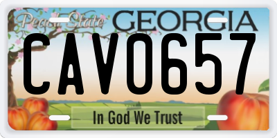 GA license plate CAV0657