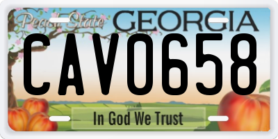 GA license plate CAV0658