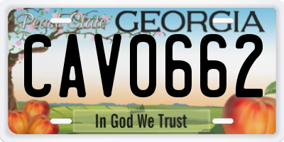 GA license plate CAV0662