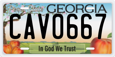 GA license plate CAV0667