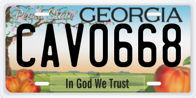 GA license plate CAV0668
