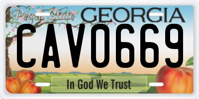 GA license plate CAV0669