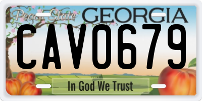 GA license plate CAV0679