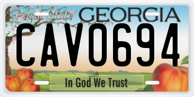 GA license plate CAV0694