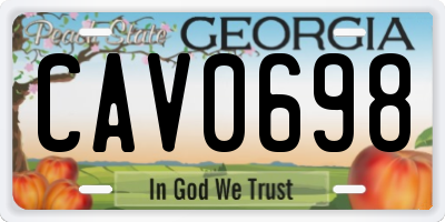 GA license plate CAV0698