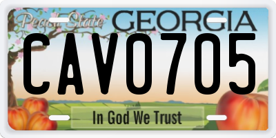 GA license plate CAV0705