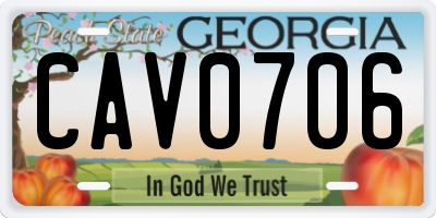 GA license plate CAV0706