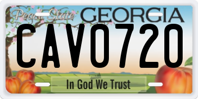 GA license plate CAV0720