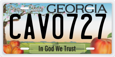 GA license plate CAV0727