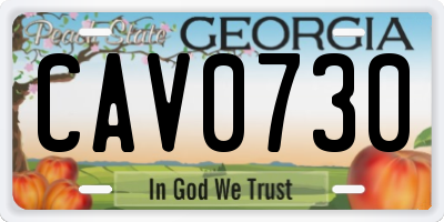 GA license plate CAV0730