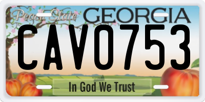 GA license plate CAV0753