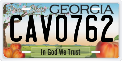GA license plate CAV0762