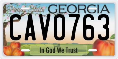 GA license plate CAV0763