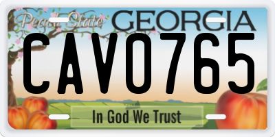 GA license plate CAV0765
