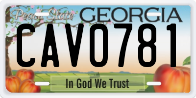 GA license plate CAV0781