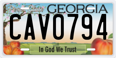 GA license plate CAV0794