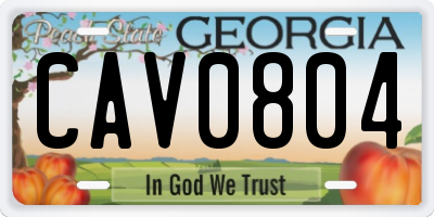 GA license plate CAV0804