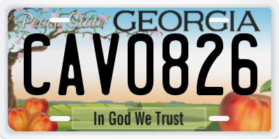 GA license plate CAV0826