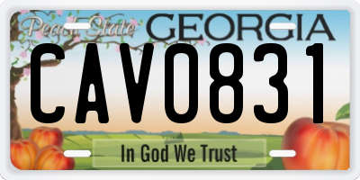 GA license plate CAV0831
