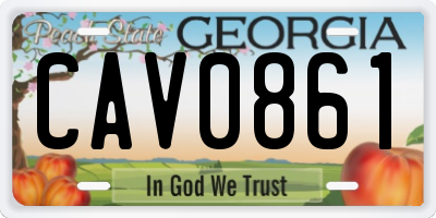 GA license plate CAV0861