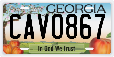 GA license plate CAV0867