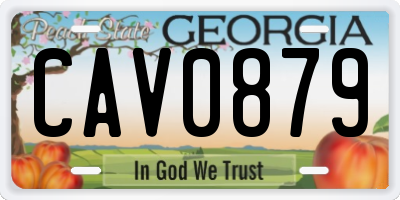 GA license plate CAV0879