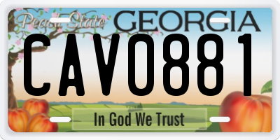 GA license plate CAV0881
