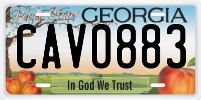 GA license plate CAV0883