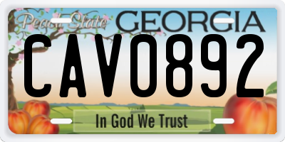 GA license plate CAV0892