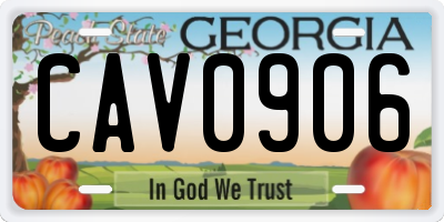 GA license plate CAV0906