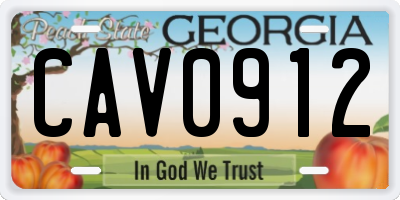 GA license plate CAV0912
