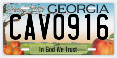 GA license plate CAV0916