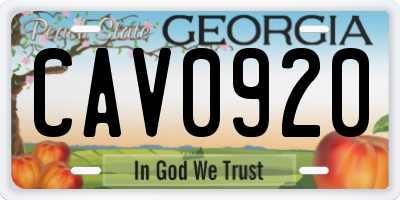 GA license plate CAV0920