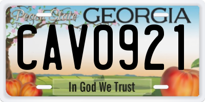 GA license plate CAV0921