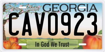 GA license plate CAV0923