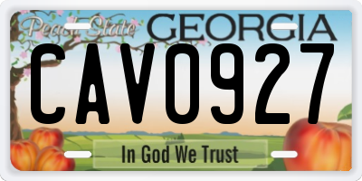 GA license plate CAV0927
