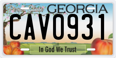 GA license plate CAV0931