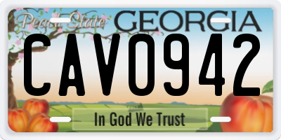 GA license plate CAV0942