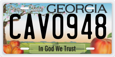 GA license plate CAV0948