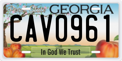 GA license plate CAV0961