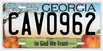 GA license plate CAV0962