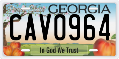 GA license plate CAV0964