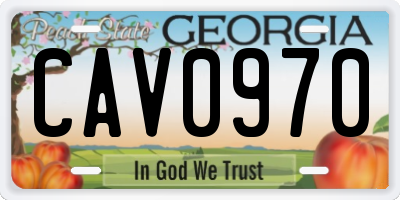 GA license plate CAV0970