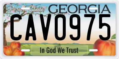 GA license plate CAV0975