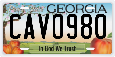 GA license plate CAV0980