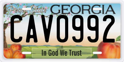 GA license plate CAV0992