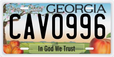 GA license plate CAV0996