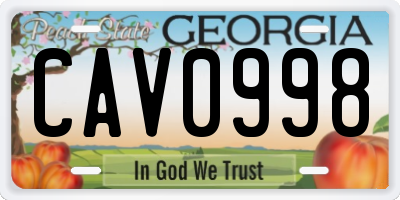 GA license plate CAV0998