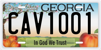 GA license plate CAV1001